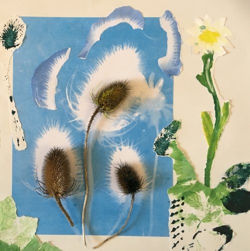 Teasels (2017) mixed media on paper